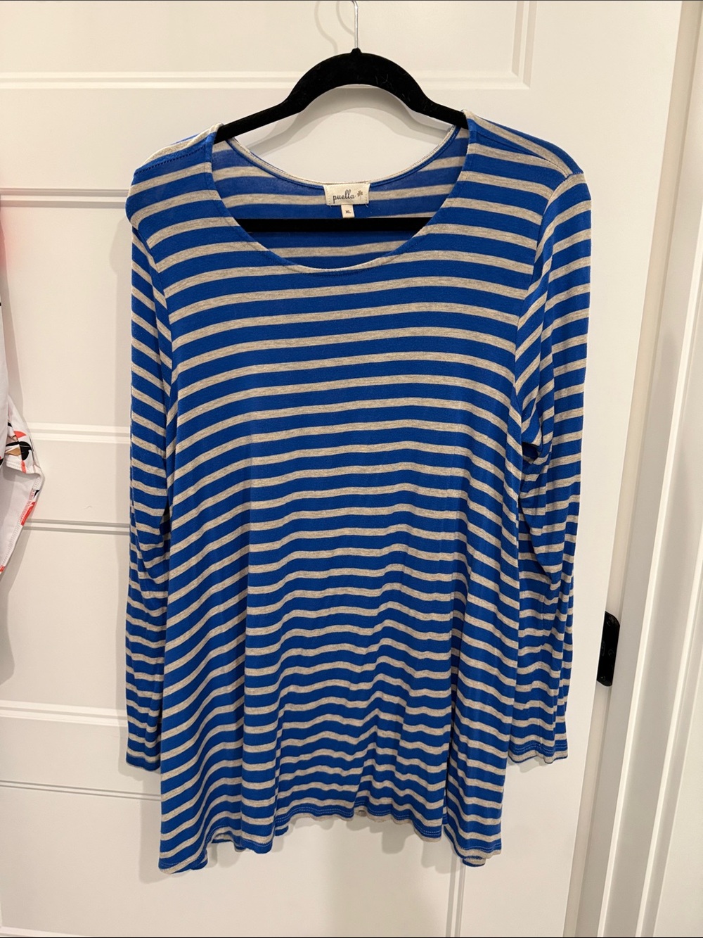 Ella Blue and Cream Striped Long-Sleeve Top